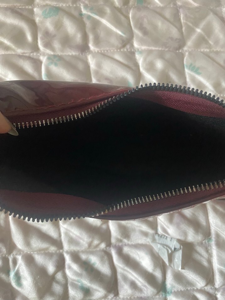 Bordo Parlak Deri çanta - Görsel 5