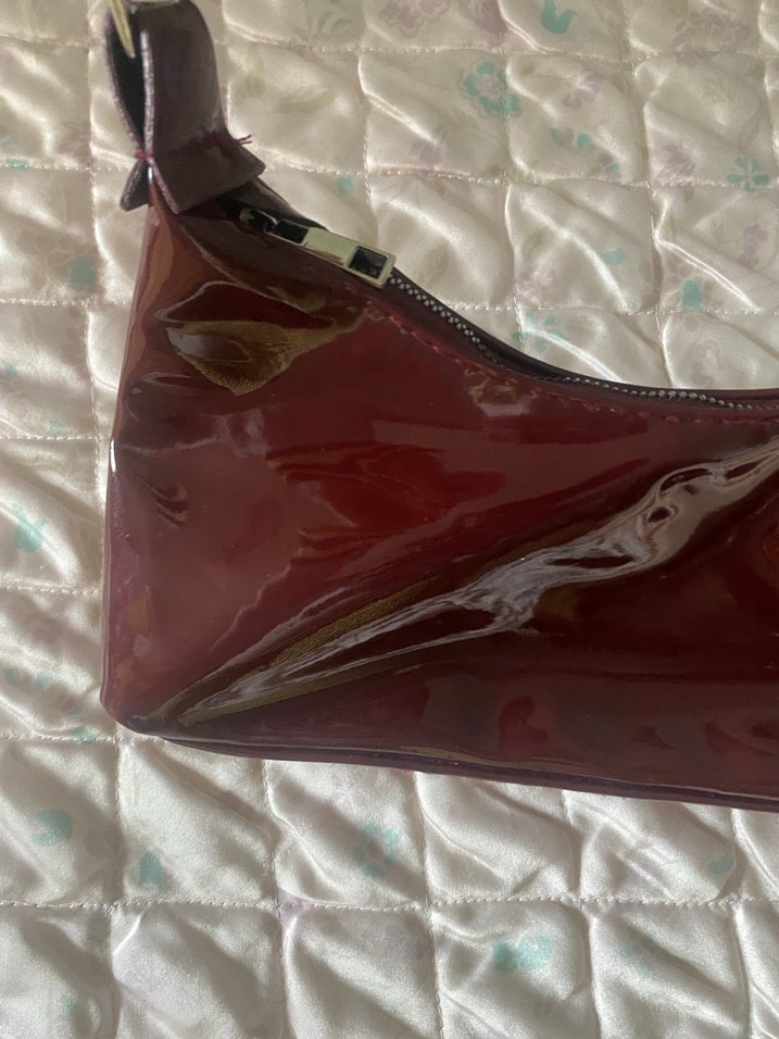 Bordo Parlak Deri çanta - Görsel 4