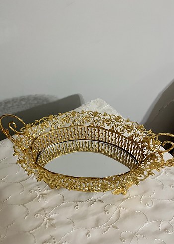 Diğer Altin Filigranli Oval Dekoratif Tepsi