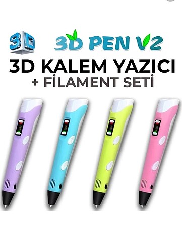 3D Kalem 3D Yazıcı Pen Full Set pembe