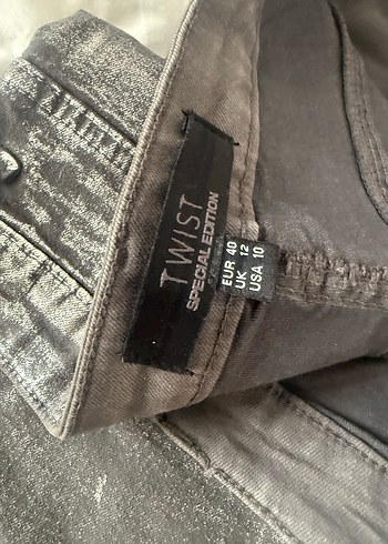 Twist Gri Rock Punk Kadın Denim Pantolon - Görsel 2