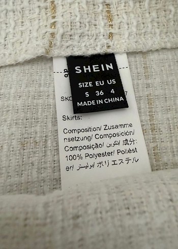 Shein Düğmeli Beyaz Ekose Mini Etek - Görsel 3