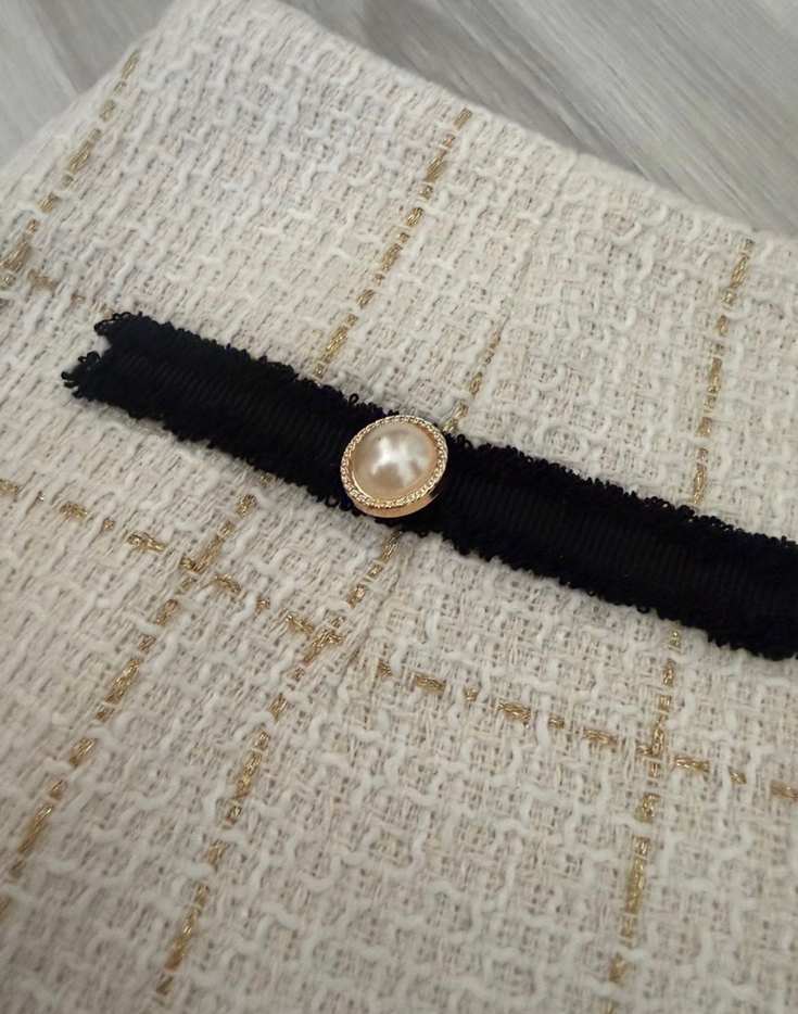 Shein Düğmeli Beyaz Ekose Mini Etek - Görsel 2