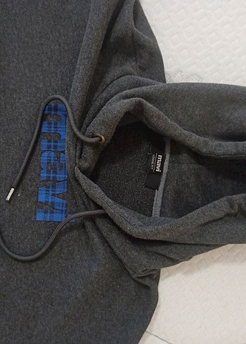 Gri Kapüşonlu Baskılı Erkek Sweatshirt - Görsel 3