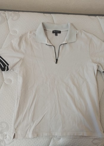 Beyaz Fermuarlı Erkek Polo Tişört - Görsel 3