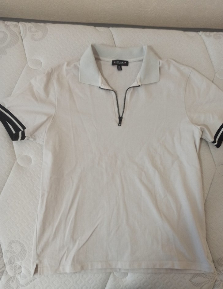 Beyaz Fermuarlı Erkek Polo Tişört - Görsel 3