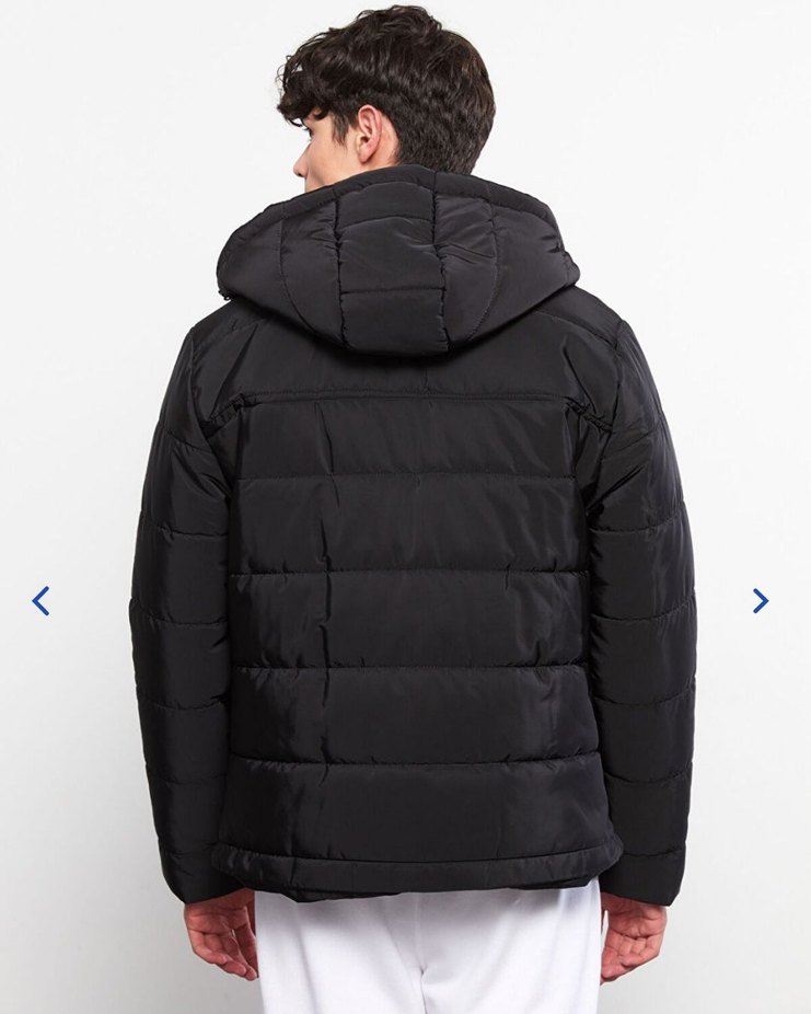 Erkek Siyah Kapüşonlu Regular Fit Mont - Görsel 4