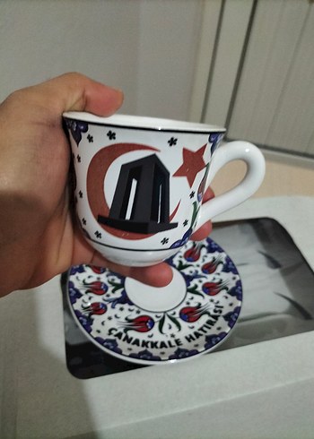 Desenli Beyaz Seramik Fincan Seti - Görsel 4