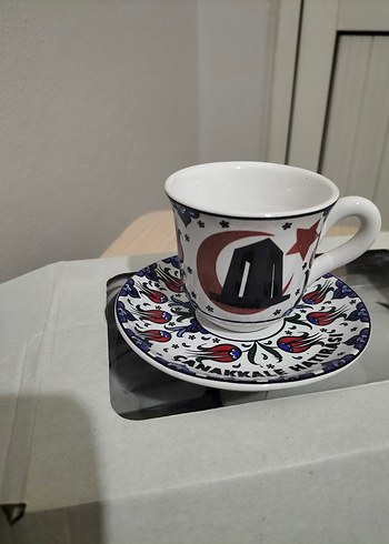 Desenli Beyaz Seramik Fincan Seti - Görsel 2