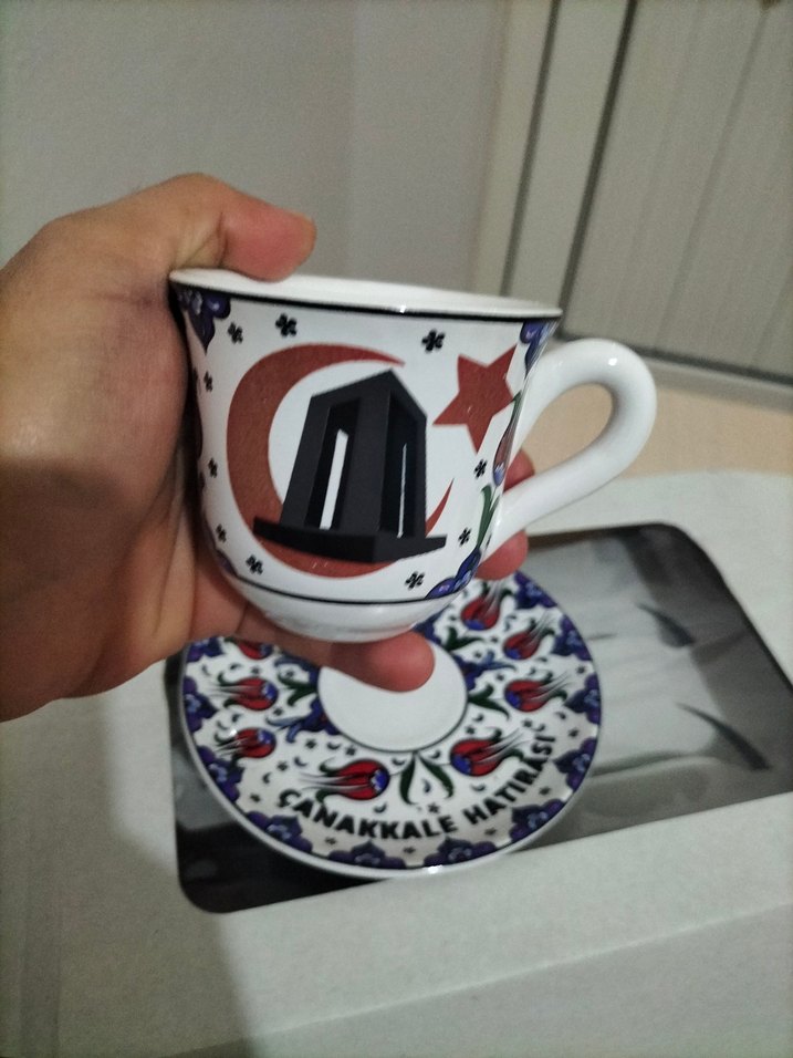 Desenli Beyaz Seramik Fincan Seti - Görsel 4