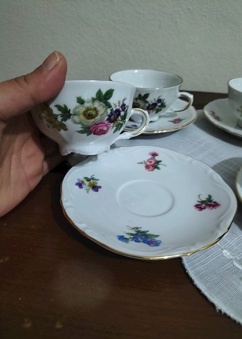 Çiçek Desenli Porselen 6'lı Fincan Takımı - Görsel 2