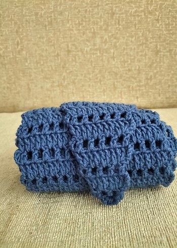 Mavi Örgü Kadın Şal - Görsel 3