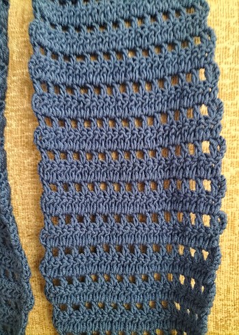 Mavi Örgü Kadın Şal - Görsel 2