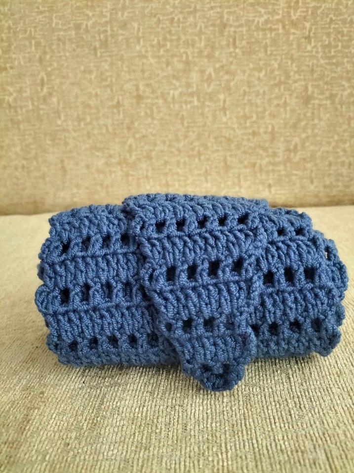 Mavi Örgü Kadın Şal - Görsel 3