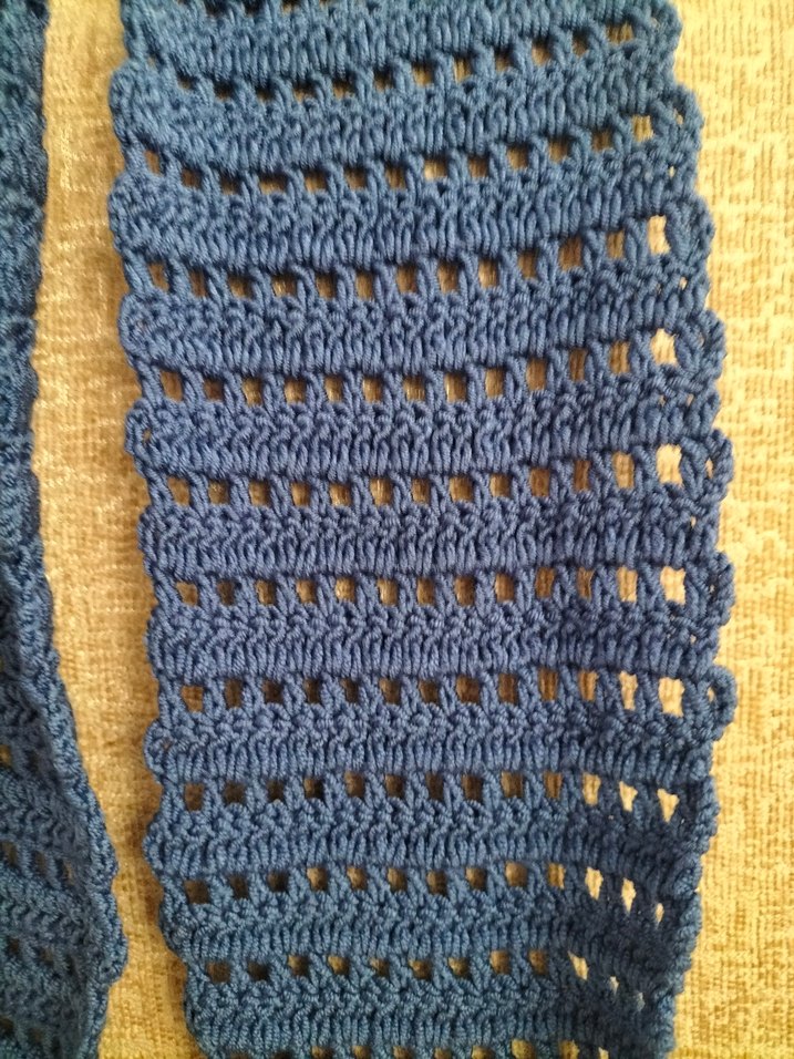 Mavi Örgü Kadın Şal - Görsel 2