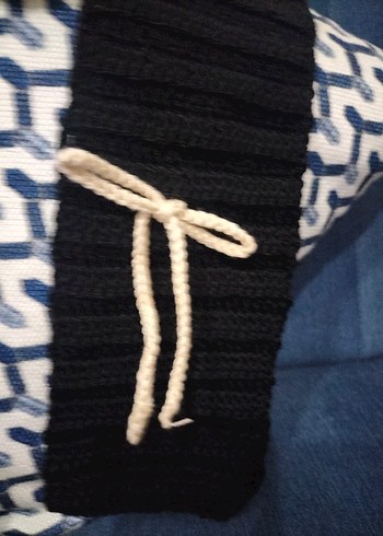 Siyah Örgü Kadın Şal - Görsel 3