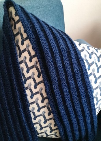 Kadın Lacivert Örgü Şal - Görsel 2