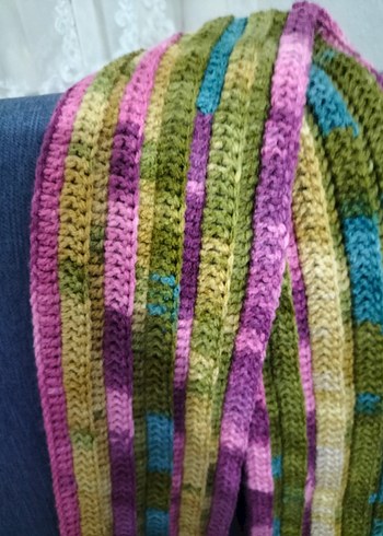 Renkli Örgü Bohem Kadın Şal - Görsel 2