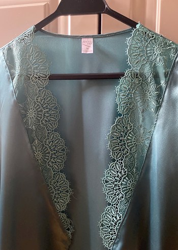 Turkuaz Dantel Detaylı Kadın Sabahlık / YENİ - Görsel 4