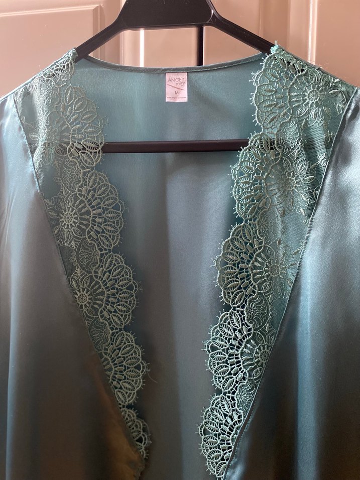 Turkuaz Dantel Detaylı Kadın Sabahlık / YENİ - Görsel 4