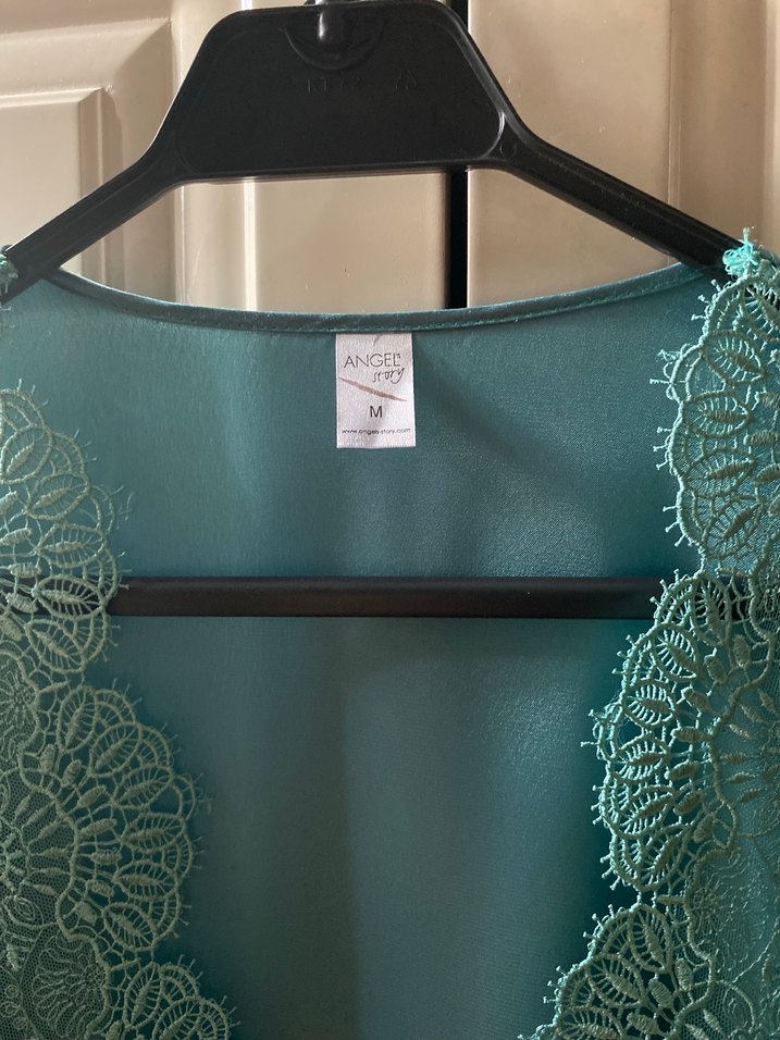 Turkuaz Dantel Detaylı Kadın Sabahlık / YENİ - Görsel 5