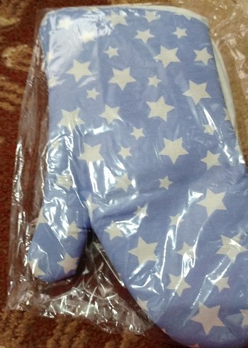 Mavi Yıldız Desenli Fırın Eldiveni ve tutucak seti - Görsel 2