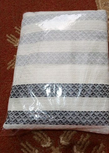 nakışlı gri siyah desenli tek kişilik pike ölçü 150x230 sıfır - Görsel 4