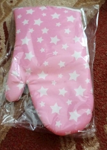 Pembe Yıldız Desenli Fırın Eldiveni ve tutmaç - Görsel 2