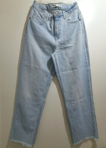 36 Beden mavi Renk Zara Kadın Straight Fit Denim Pantolon
