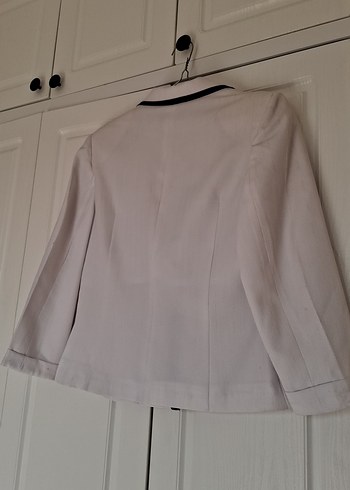 Düğmeli Beyaz Kadın Blazer Ceket - Görsel 7