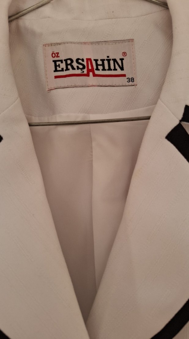 Düğmeli Beyaz Kadın Blazer Ceket - Görsel 5