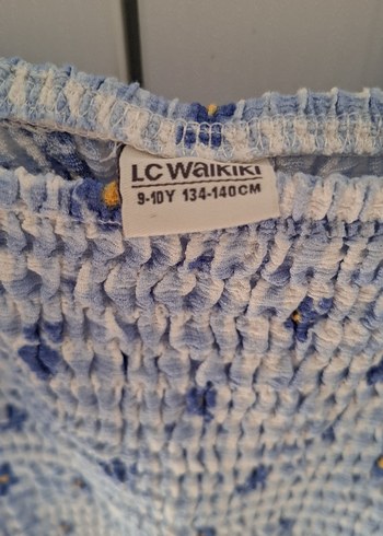 Mavi Fırfırlı Kısa Kollu Bluz - Görsel 4