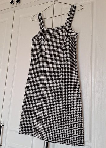 xs Beden beyaz Renk Gri Beyaz Kareli Midi Elbise LCWAKİKİ casual