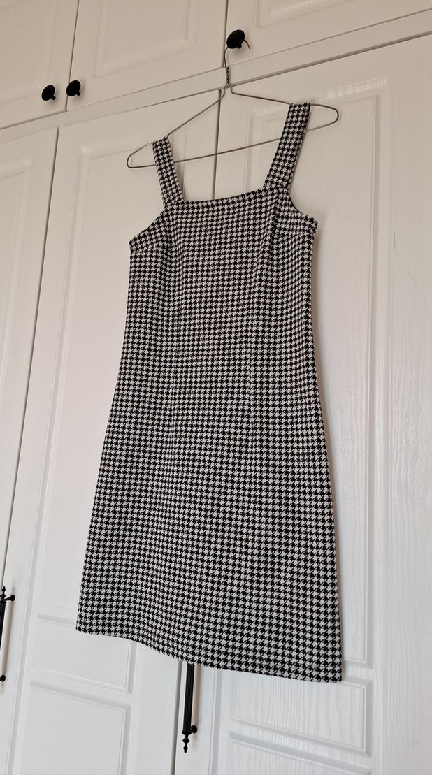 Gri Beyaz Kareli Midi Elbise LCWAKİKİ casual - Görsel 4