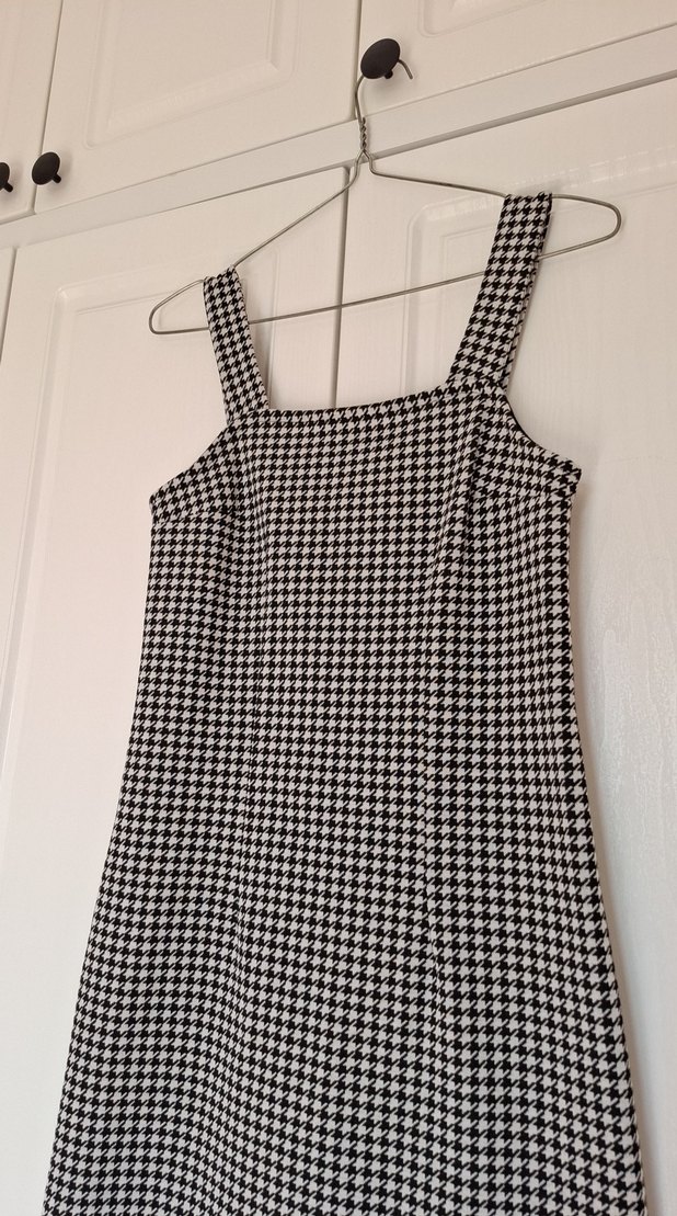 Gri Beyaz Kareli Midi Elbise LCWAKİKİ casual - Görsel 5