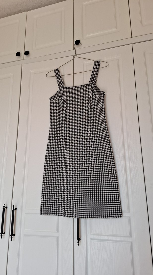 Gri Beyaz Kareli Midi Elbise LCWAKİKİ casual - Görsel 2