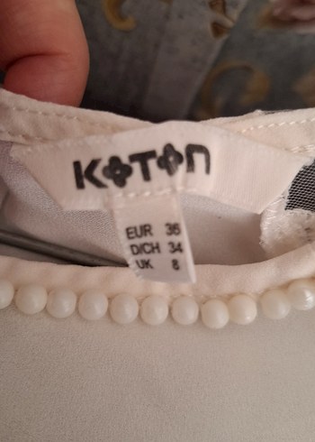 KOTON Dantel Detaylı Kısa Kollu Bej Bluz - Görsel 6