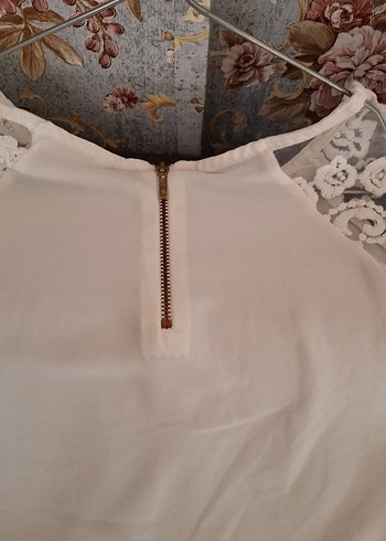 KOTON Dantel Detaylı Kısa Kollu Bej Bluz - Görsel 9