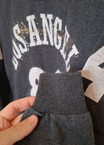 Kadın Gri Baskılı Uzun Kollu Sweatshirt - Görsel 5