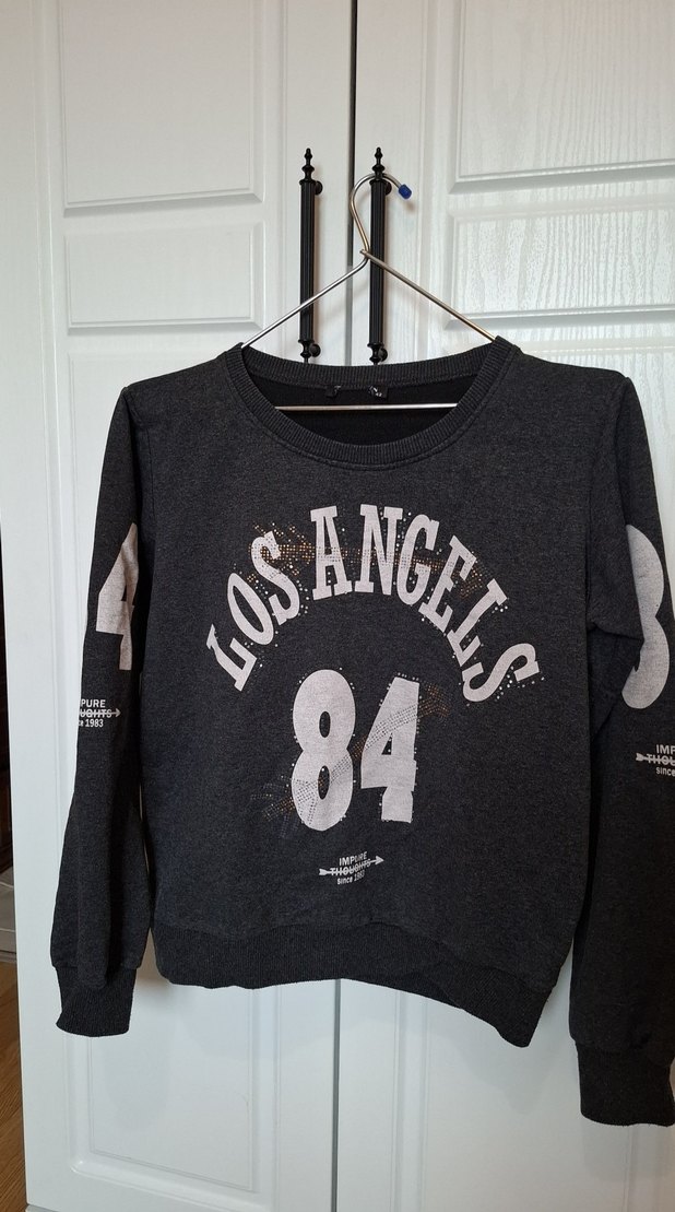 Kadın Gri Baskılı Uzun Kollu Sweatshirt - Görsel 2