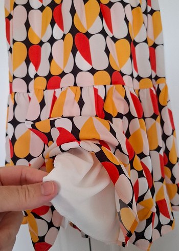 Çok Renkli Mini Volanlı Kadın Elbise yeni etiketli - Görsel 7