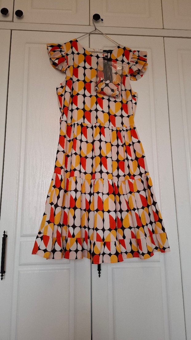 Çok Renkli Mini Volanlı Kadın Elbise yeni etiketli - Görsel 2