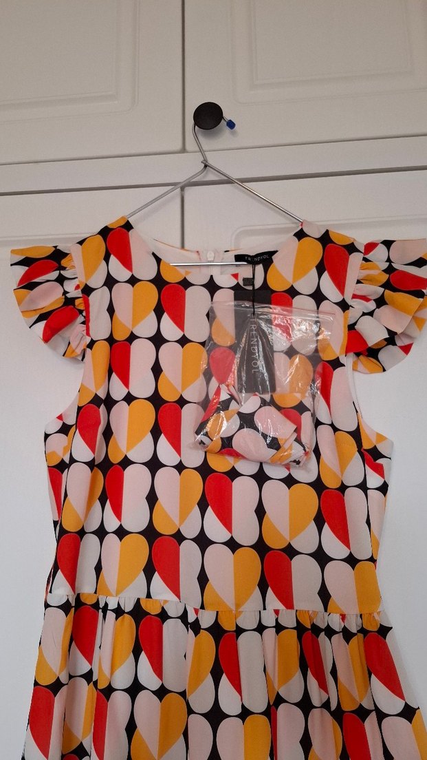 Çok Renkli Mini Volanlı Kadın Elbise yeni etiketli - Görsel 4