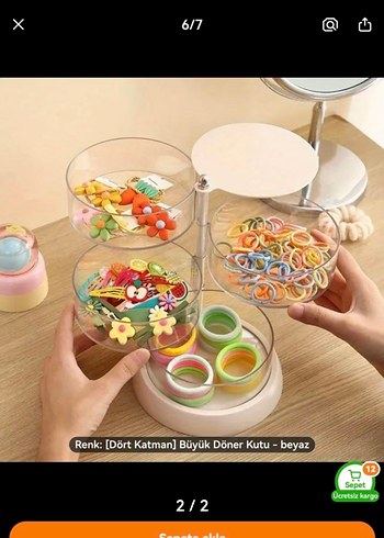 Beyaz 5 Katlı Döner Makyaj Organizer - Görsel 2