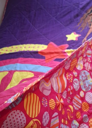 Renkli Baskılı Mor Çocuk pike örtü - Görsel 5