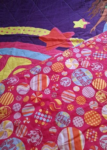 Renkli Baskılı Mor Çocuk pike örtü - Görsel 4