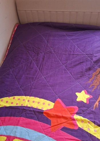 Renkli Baskılı Mor Çocuk pike örtü - Görsel 6