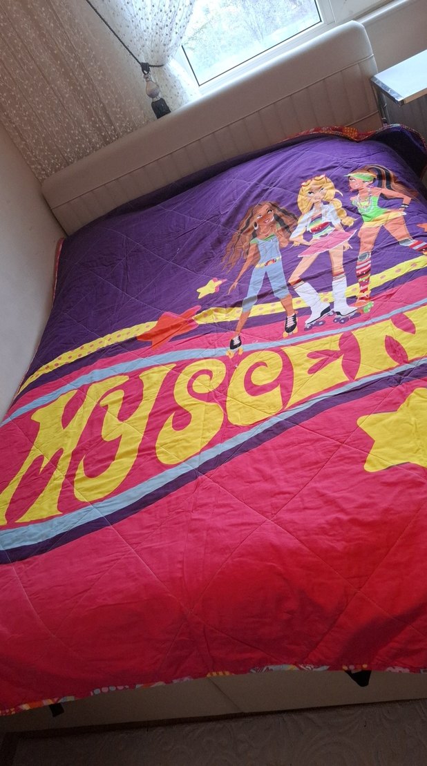 Renkli Baskılı Mor Çocuk pike örtü - Görsel 3