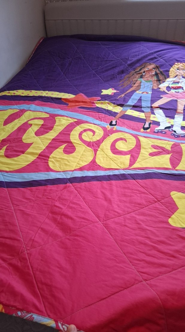 Renkli Baskılı Mor Çocuk pike örtü - Görsel 2