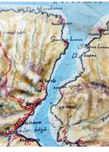 Kabartma İstanbul Haritası Eski Antika - Görsel 5